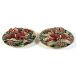 Property of a gentleman - a pair of Portugese majolica lobster dishes, impressed marks 'F. MENDES,