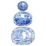 Property of a lady - an early 19th century Spode blue & white 'DEATH OF THE BEAR' plate, restored