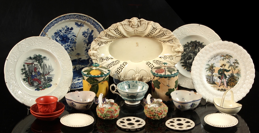 Property of a deceased estate - a quantity of assorted pottery items, 18th century & later,