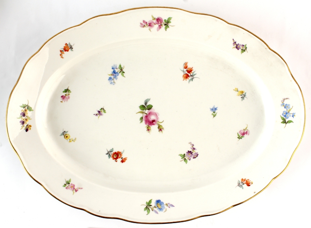 Property of a lady - a late 19th / early 20th century Meissen oval meat plate, painted with