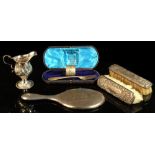 Property of a gentleman - a bag containing assorted silver & silver mounted items including a George