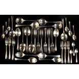 Property of a lady - a thirty-six piece silver composite Old English pattern cutlery set, for six