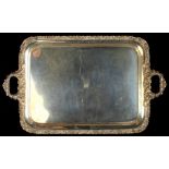 Property of a lady of title - a late 19th century silver plated copper two-handled rectangular tray,