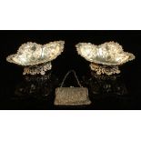 Property of a lady - a pair of late Victorian silver bonbon dishes, makers James Dixon & Son,