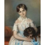 Edward Hastings (1781-1861) - SEATED GIRL WITH SPANIEL - pastel, 25.5 by 20.65ins. (64.8 by 52.