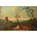 Property of a gentleman - Dutch school, 19th century - FIGURES IN LANDSCAPE - oil on panel, 10.75 by