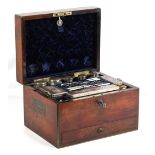 Property of a deceased estate - a Victorian rosewood dressing case or toiletry box, with silver