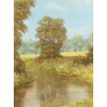 Property of a lady - Don Kinrade (b.1940) - A QUIET RIVER BEND - pastel, 16.55 by 13.4ins. (42 by
