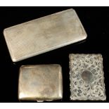 Property of a lady - a Victorian silver card case, makers George Unite, Birmingham 1887; together