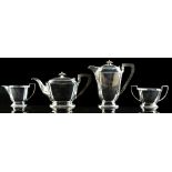 Property of a gentleman - an Art Deco style silver four piece tea-set, makers Harry Atkin (Atkin