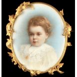 A late 19th / early 20th century Portuguese portrait miniature on porcelain depicting a young