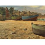 Property of a gentleman - Armand Cornut (1904-1989) - 'ROSCOFF', A SHORE SCENE WITH BOATS AT LOW