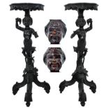 Property of a lady of title - a pair of late 19th century Italian carved blackamoor torcheres or