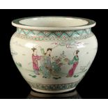 Property of a deceased estate - a Japanese famille rose planter, circa 1900, 9.7ins. (24.7cms.) high