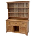 Property of a lady - a Victorian pine two-part dresser, the base with three drawers & two doors