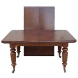 Property of a lady - a Victorian mahogany telescopic extending dining table, with two extra