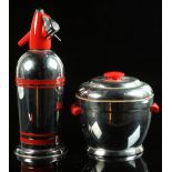 Property of a lady - a Sparklets Limited red & chrome model SG2 soda syphon on stand; together