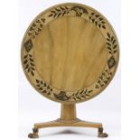 Property of a lady - a Victorian later painted circular tilt-top table, the top painted with