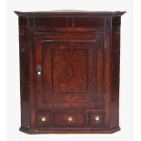 Property of a lady - an 18th century George III oak & mahogany banded corner wall cupboard, with