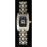 A Jahan 'Elegance' 18ct white gold diamond & sapphire tank cased wristwatch, No. 05, the dial set