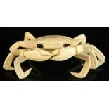 A carved bone articulated model of a crab, probably Japanese, late 19th / early 20th century,