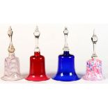 Property of a deceased estate - a collection of four Victorian coloured glass bells including