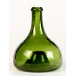 Property of a gentleman - a green glass 'onion' wine bottle, circa 1780, the high kick base