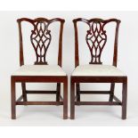 Property of a gentleman - a pair of 18th century George III mahogany side chairs, with pierced