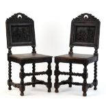 Property of a lady - a pair of late 19th / early 20th century North European carved oak side