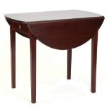 A 19th century Dutch mahogany oval drop-leaf pembroke table, with two end drawers, on square