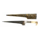 Property of a gentleman - a 19th century Indian dagger, pesh kabz, with ivory handle, in brass