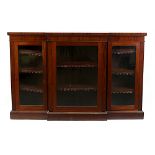 Property of a deceased estate - a Victorian mahogany breakfront dwarf bookcase, with three glazed