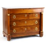 Property of a lady - an early 19th century French Empire ormolu mounted fruitwood commode chest,