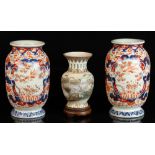 Property of a lady - a pair of late 19th century Japanese Imari porcelain lantern vases, each 10ins.