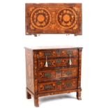 Property of a lady - a small 19th century Dutch burr walnut & marquetry chest of four long graduated