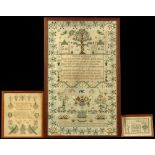 Property of a deceased estate - an early 20th century Adam & Eve sampler, worked 'Elizabeth Merchant