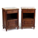 Property of a lady - a pair of late 19th / early 20th century French oak & marble topped pot