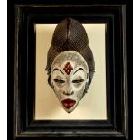 Property of a deceased estate - ethnographia - a carved & painted wood mask, Punu, Gabon, mounted in