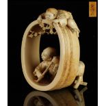 Property of a lady - a good quality Japanese carved ivory okimono, Meiji period (1868-1912),