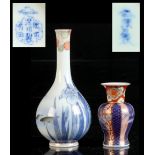 Property of a gentleman - a small Japanese Fukagawa porcelain baluster vase, 3.2ins. (8.1cms.) high,