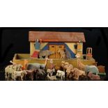 Property of a deceased estate - a late 19th / early 20th century painted wooden Noah's ark, with