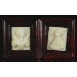 Property of a gentleman - a good pair of 19th century carved ivory rectangular portrait relief