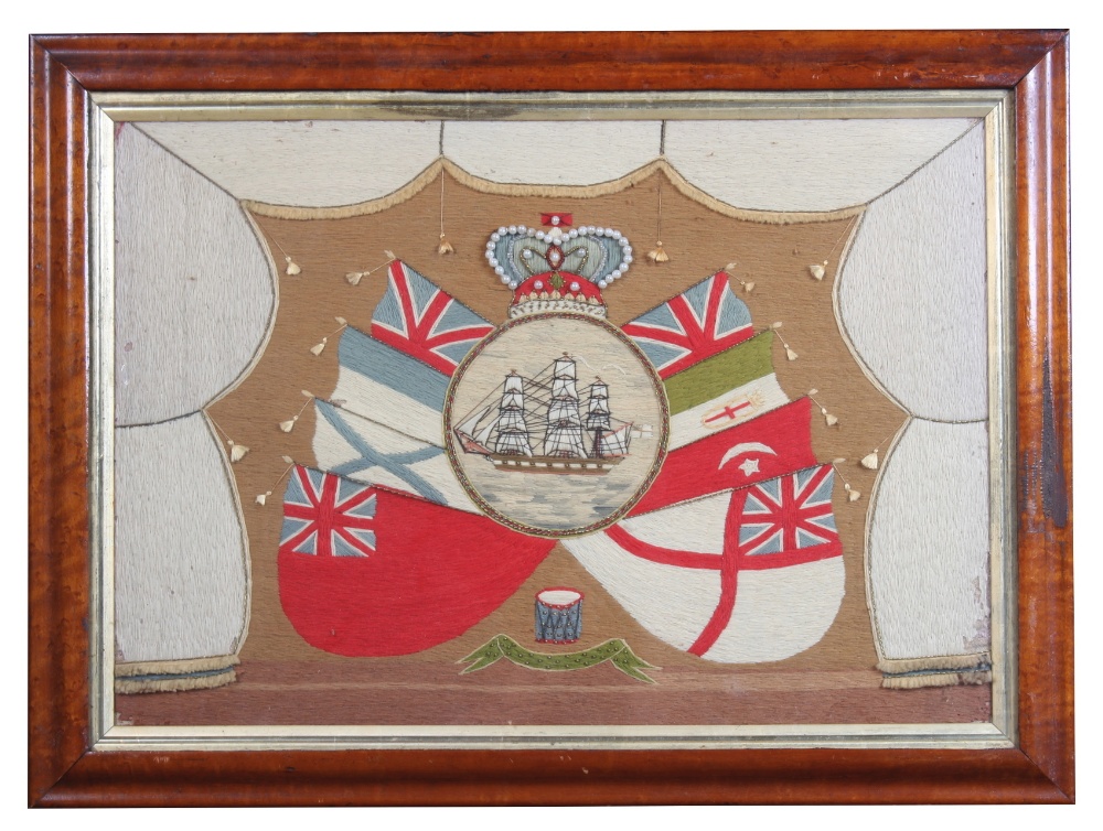Property of a gentleman - a 19th century Crimean War woolwork picture, in glazed maple frame, 19