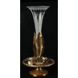 Property of a lady - a late Victorian epergne or centrepiece, with etched glass trumpet above a pond