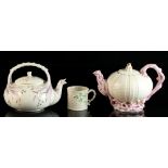 Property of a lady - a Belleek Echinus pattern teapot, first mark with impressed diamond