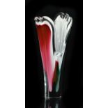 Property of a gentleman - a Swedish Flygsfors Coquille red & green cased glass vase, etched marks,