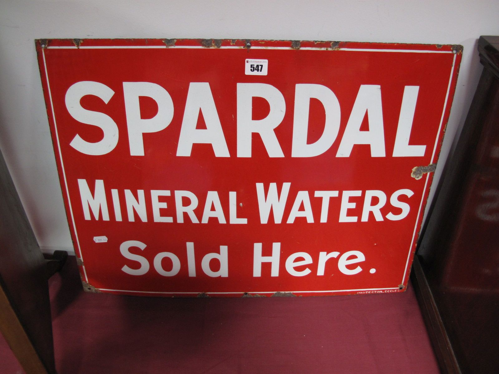 An Early 1900's Enamel Sign "Spardal Mineral Waters Sold Here".