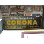 An Early 1900's Enamel Sign for Corona Soft Drinks, 25 x 75cms.