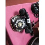 A c. Mid XX Century Bell Telephone, marked "BELGIQUE F.T.R.", brass handle, black and gilt decorated