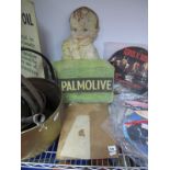 Two Early 1900's Shop Display Advertising Cards for Palmolive Soap, one featuring a baby behind a